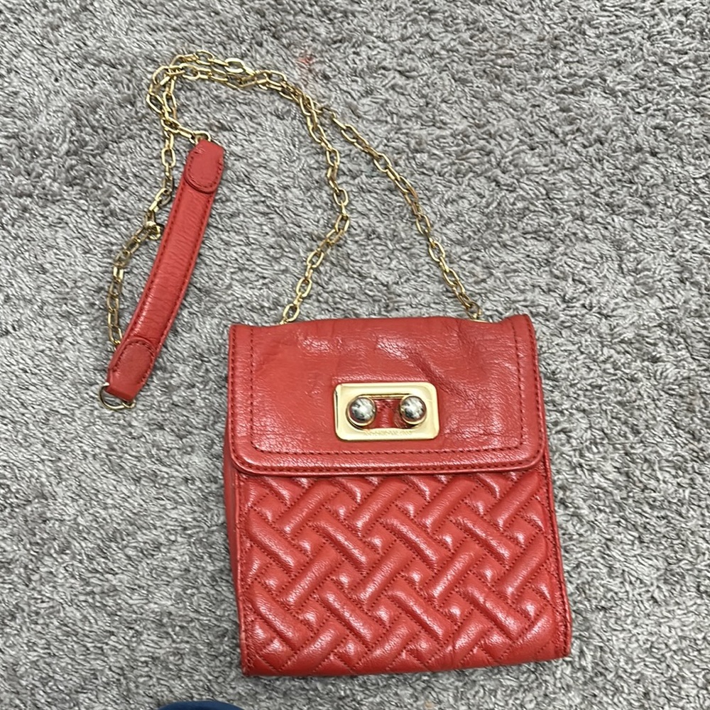 Red Quilted Chain Strap Bag